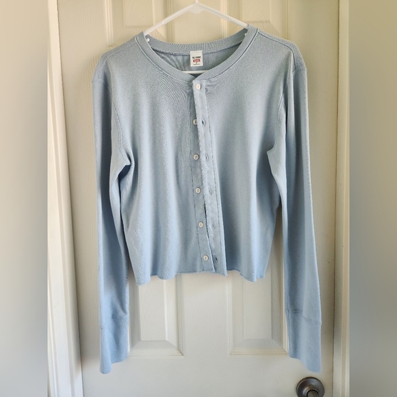 Re/done Hanes 50’s Cropped Buttoned Cardigan Long Sleeve Size Small - Picture 1 of 8